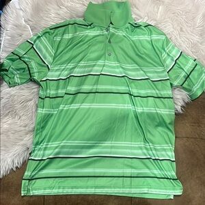 PGA TOUR Green Striped Men's Polo Shirt